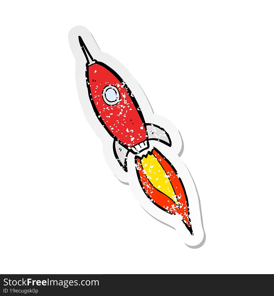 retro distressed sticker of a cartoon spaceship