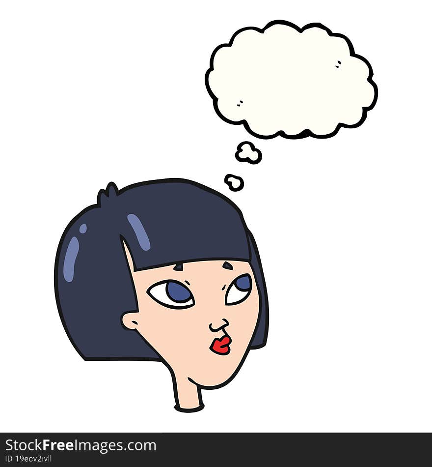 Thought Bubble Cartoon Female Face