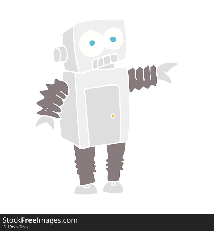 Flat Color Illustration Of A Cartoon Robot