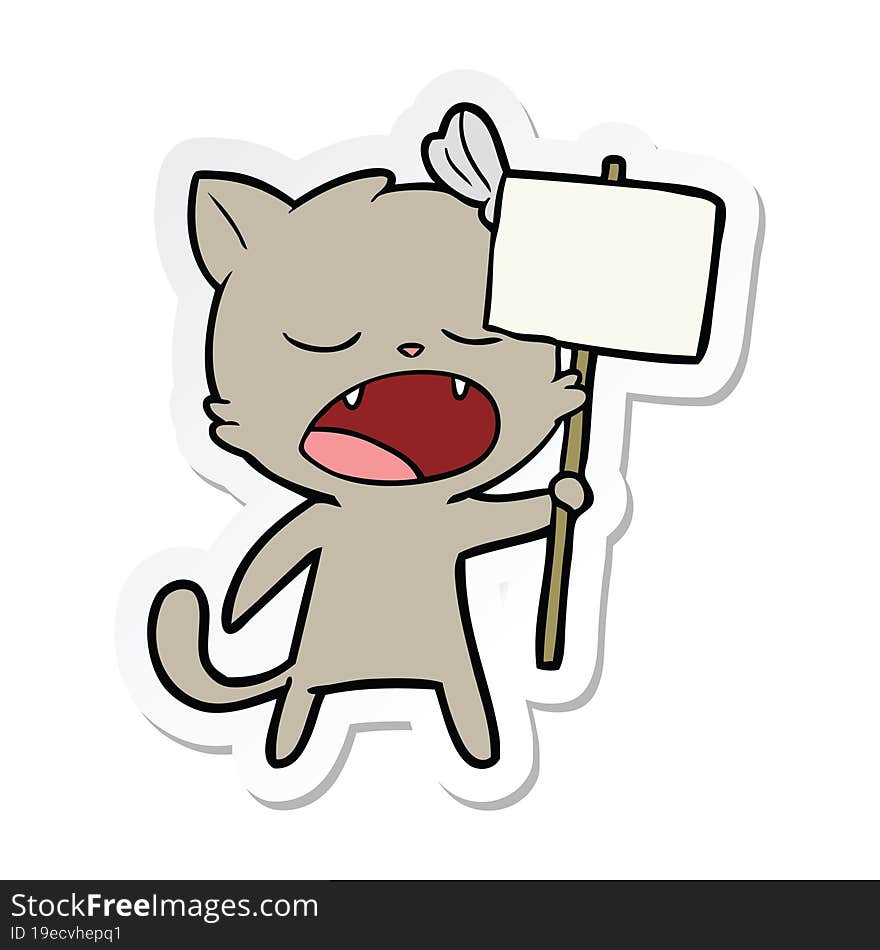 sticker of a cartoon yawning cat