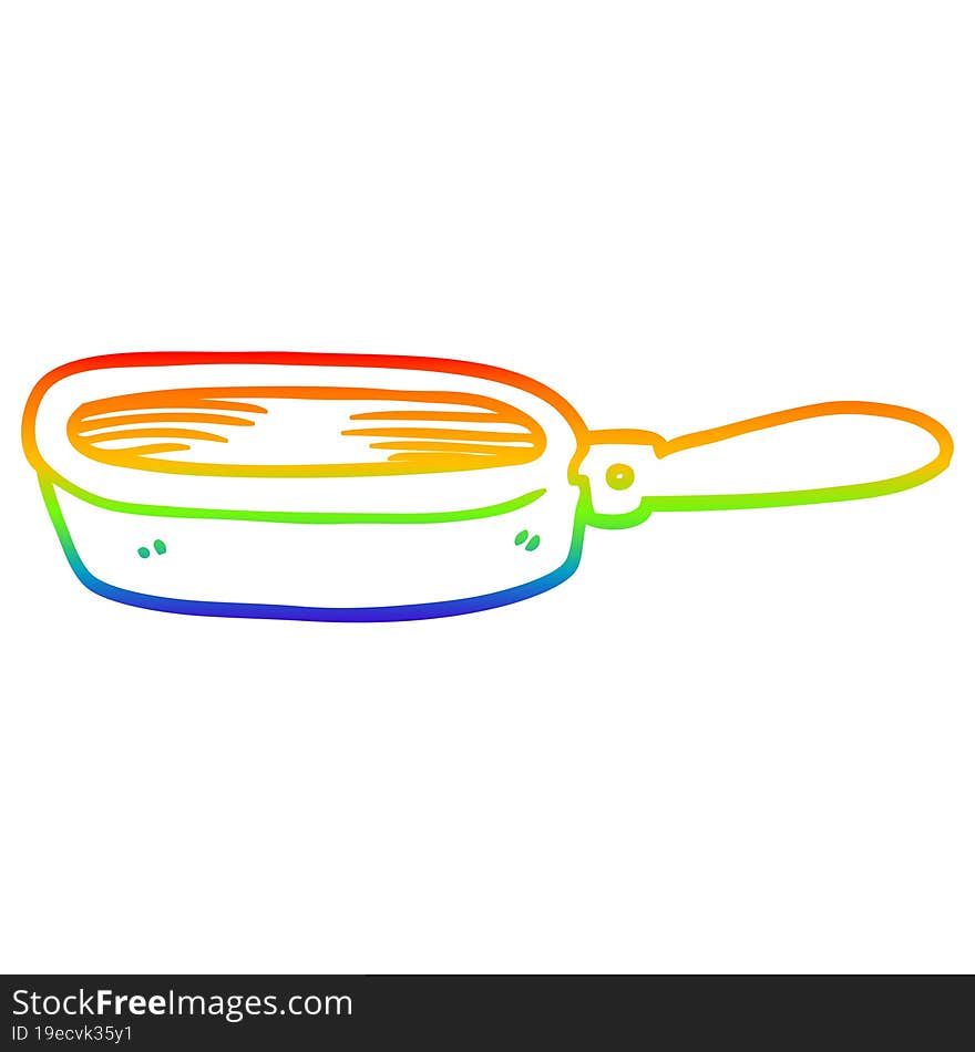 Rainbow Gradient Line Drawing Cartoon Frying Pan