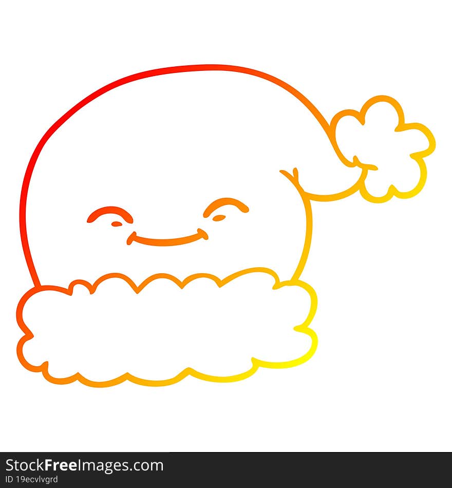 warm gradient line drawing cartoon christmas santa hat