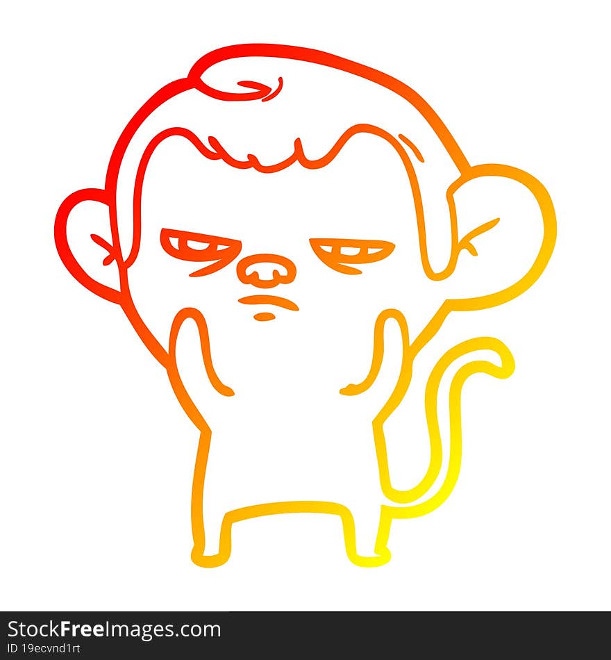 warm gradient line drawing cartoon monkey