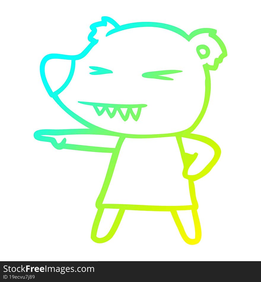 cold gradient line drawing pointing bear cartoon