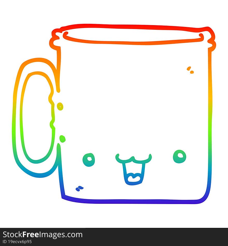 rainbow gradient line drawing cartoon cup