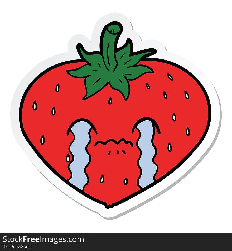 Sticker Of A Cartoon Strawberry