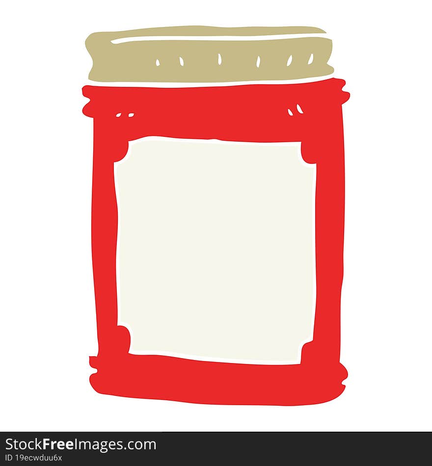 flat color illustration of a cartoon jam jar