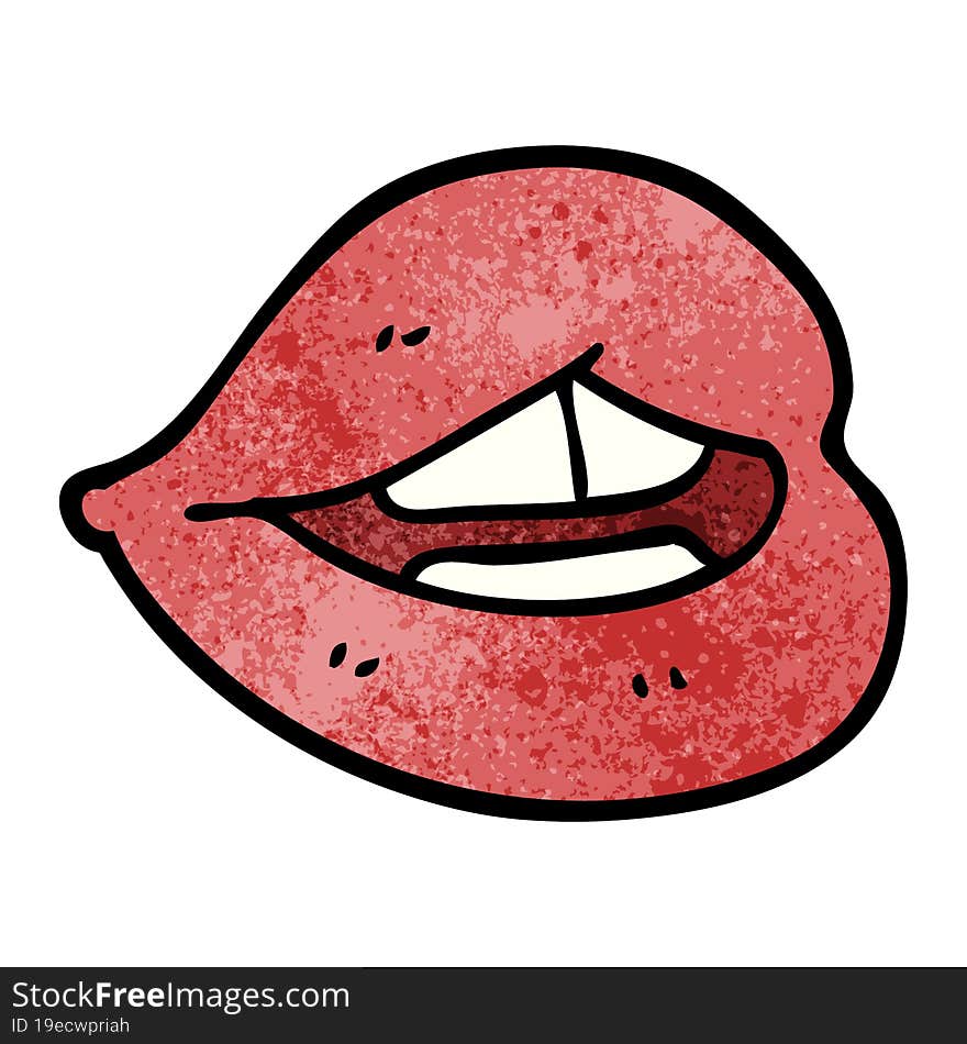 cartoon doodle pink lips