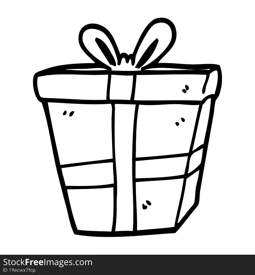 line drawing cartoon wrapped present