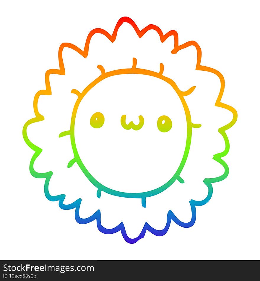 rainbow gradient line drawing cartoon flower