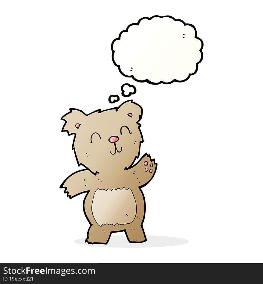 cartoon teddy bear with thought bubble