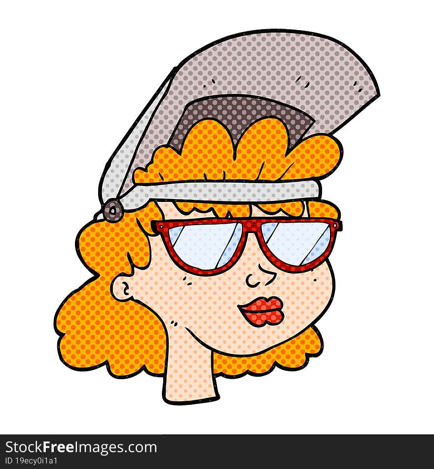 Cartoon Woman With Welding Mask And Glasses