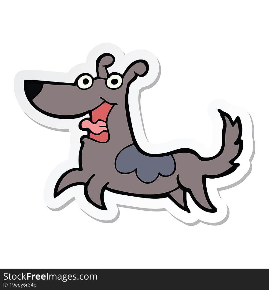 sticker of a happy dog cartoon