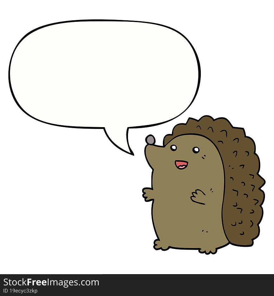 Cartoon Happy Hedgehog And Speech Bubble