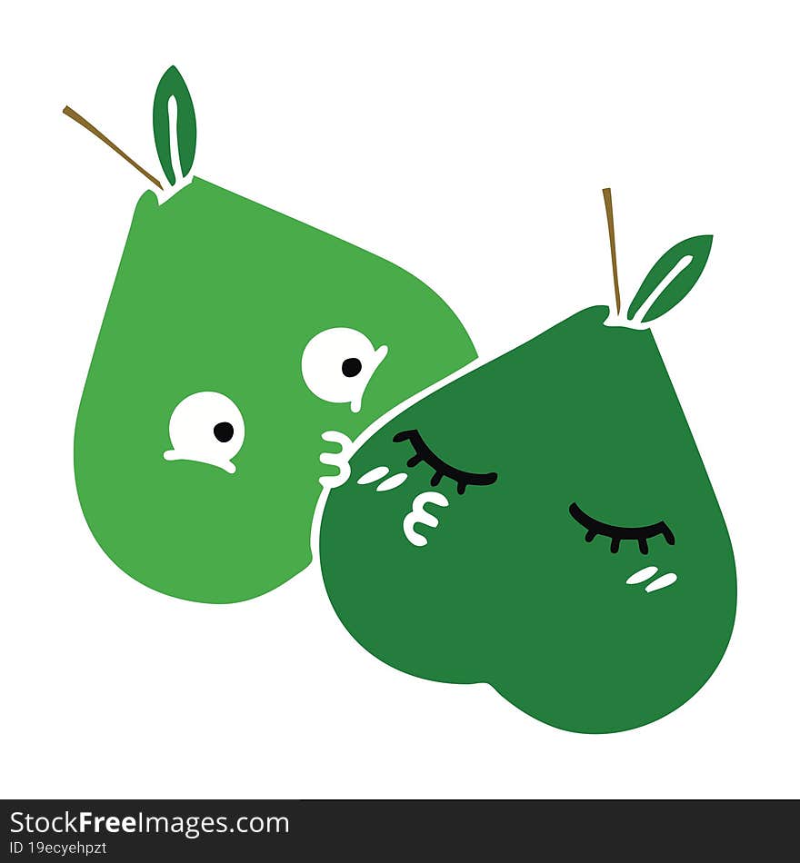 flat color retro cartoon pears