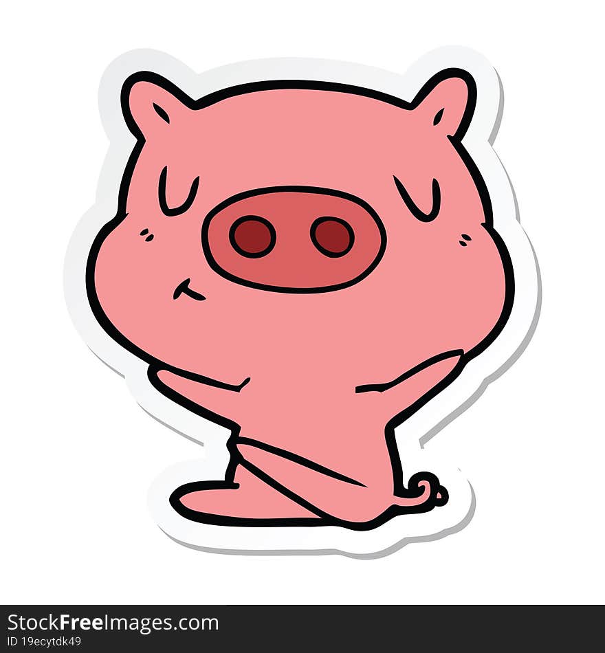 sticker of a cartoon content pig