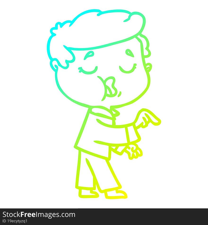 cold gradient line drawing cartoon man talking