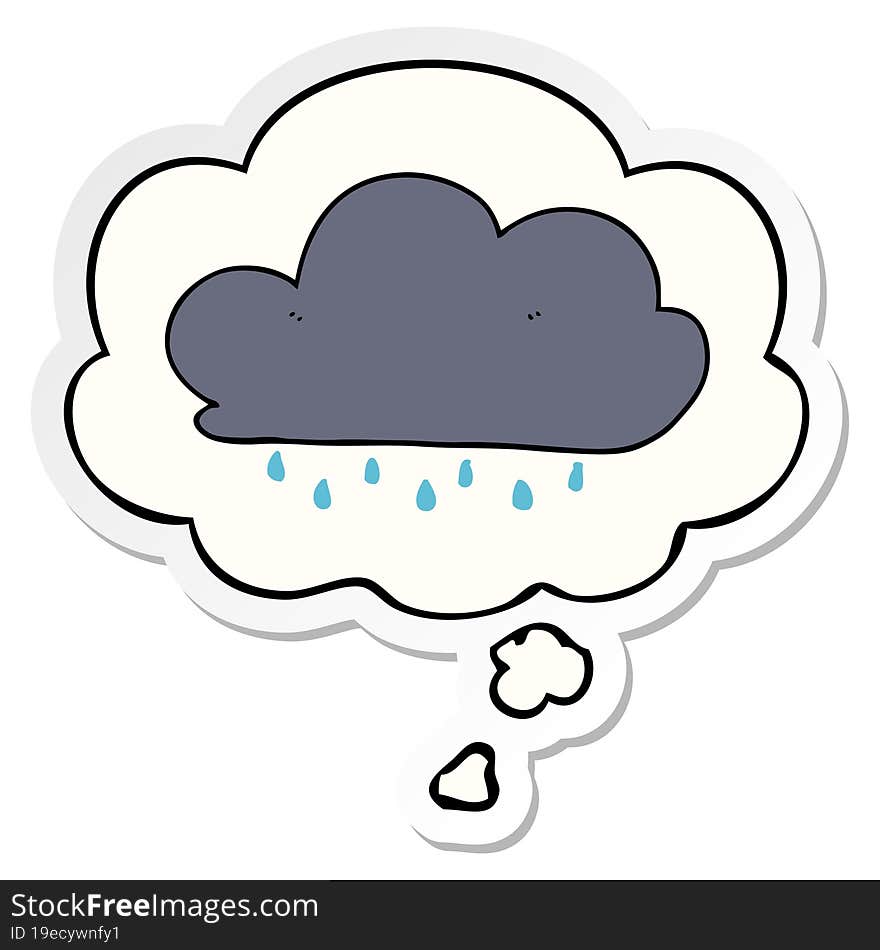 Cartoon Rain Cloud And Thought Bubble As A Printed Sticker