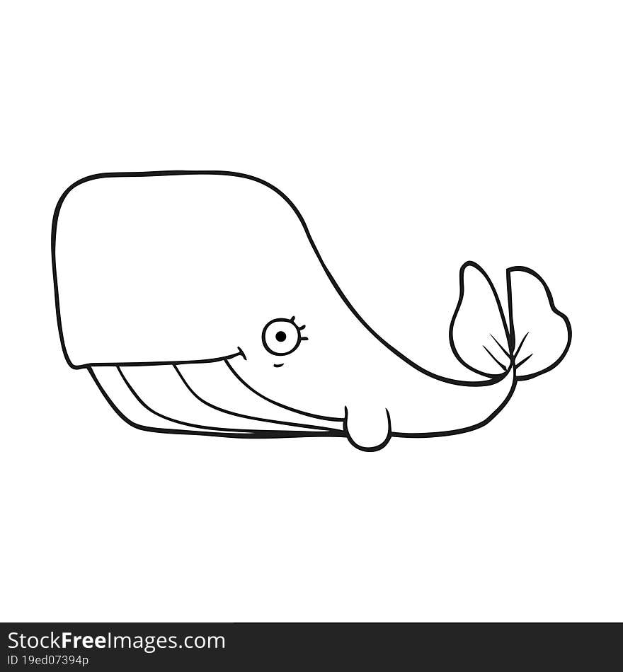 Black And White Cartoon Happy Whale