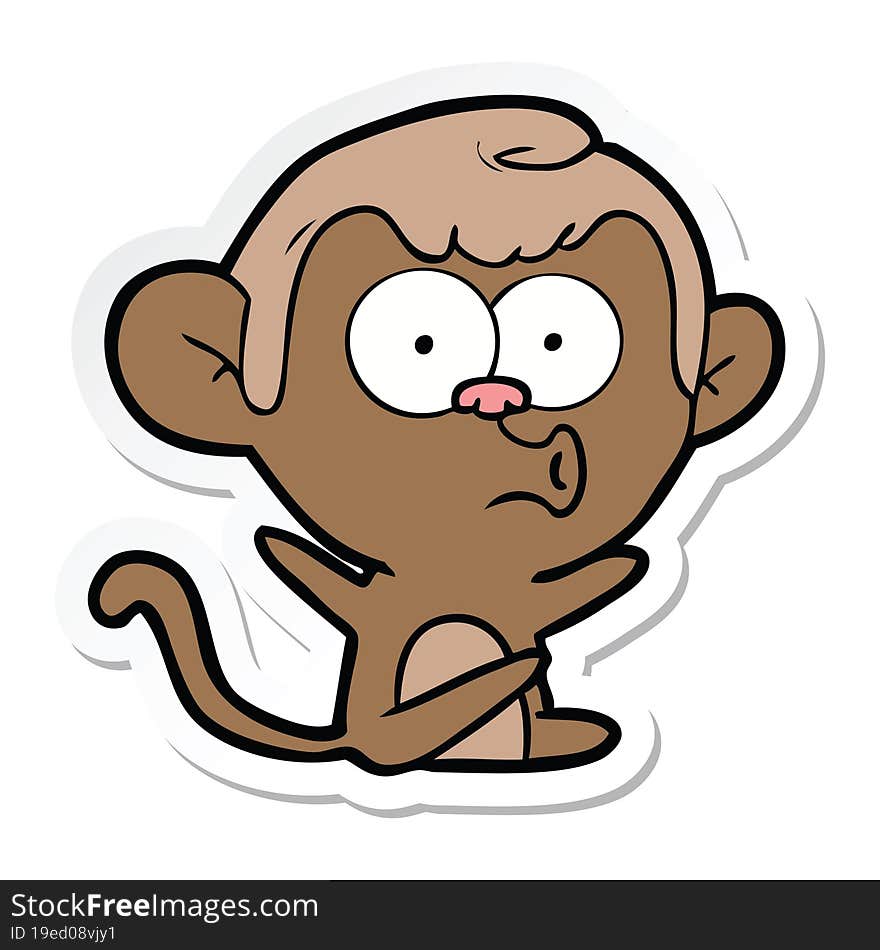 sticker of a cartoon hooting monkey