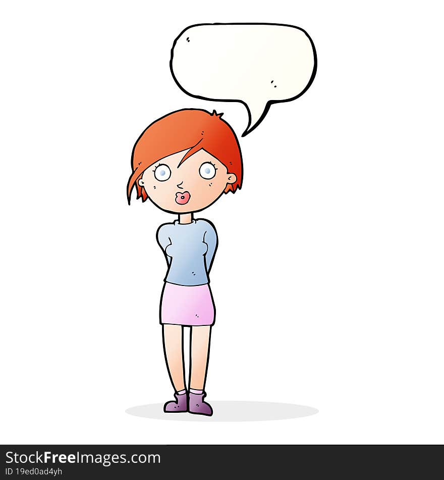 Cartoon Surprised Girl With Speech Bubble