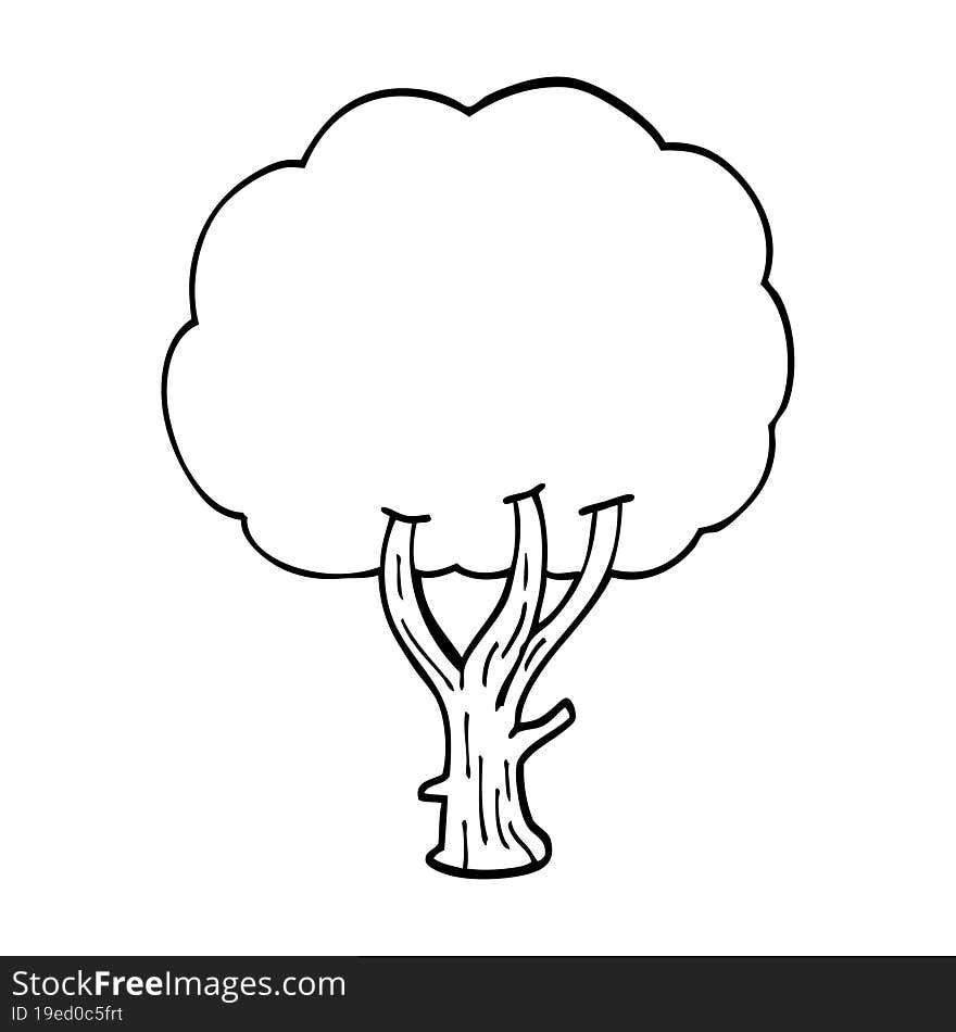 line drawing cartoon blooming tree