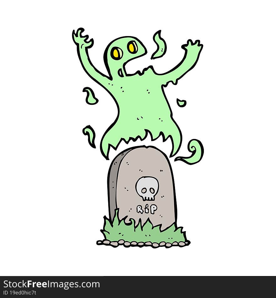 Cartoon Ghost Rising From Grave