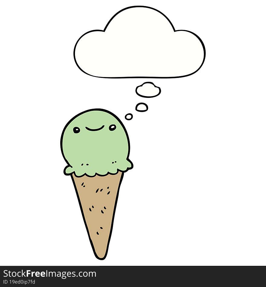 cartoon ice cream and thought bubble