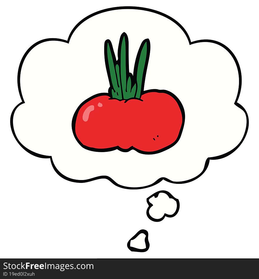 cartoon vegetable and thought bubble