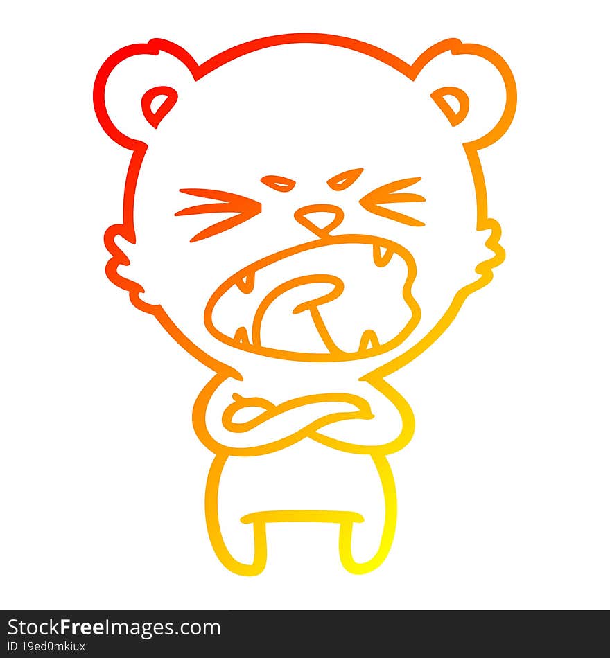 warm gradient line drawing angry cartoon bear shouting