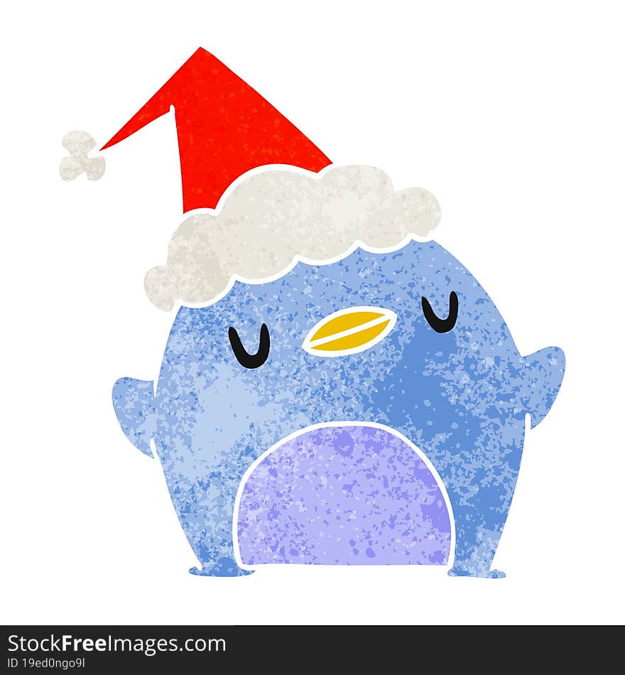 Christmas Retro Cartoon Of Kawaii Penguin