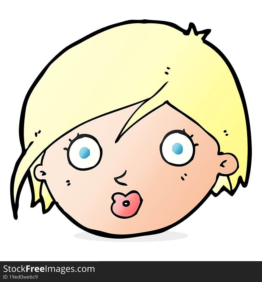 cartoon surprised female face