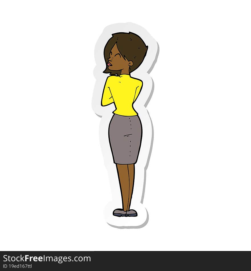 sticker of a cartoon businesswoman ignoring