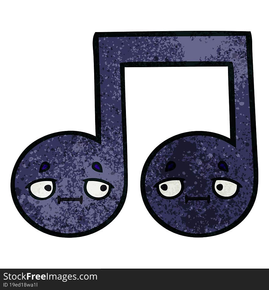 retro grunge texture cartoon musical note