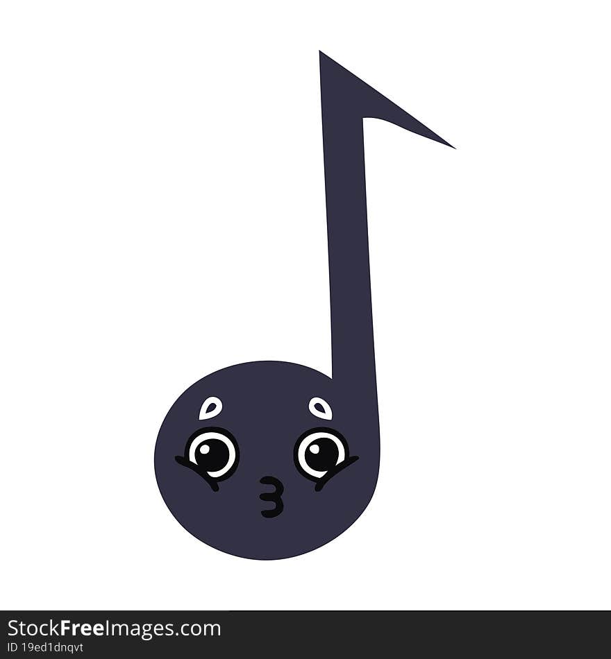 flat color retro cartoon musical note