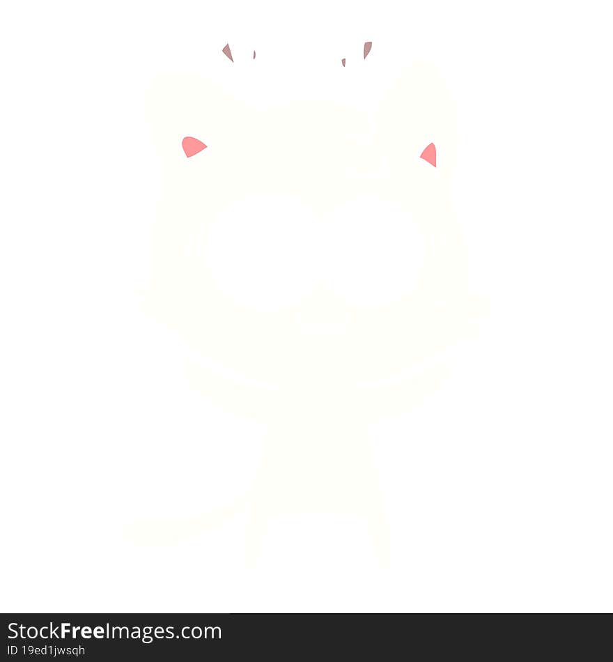 Flat Color Style Cartoon Surprised Cat