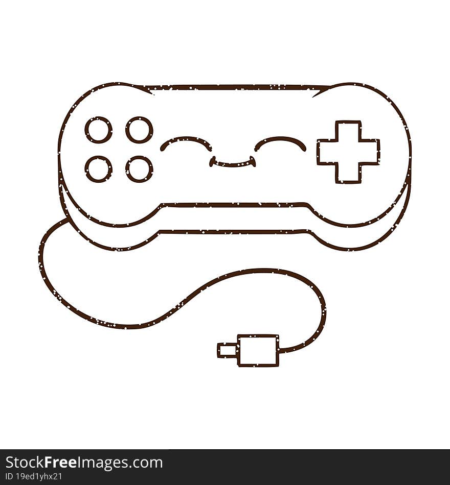 Game Controller Charcoal Drawing