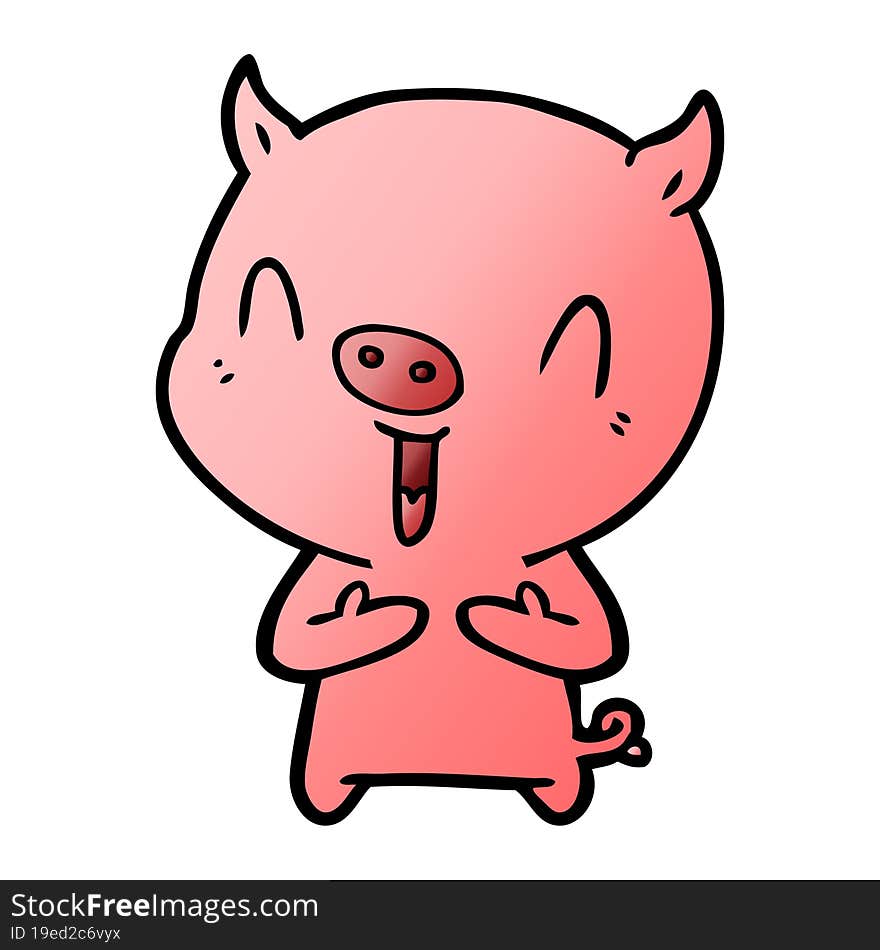 happy cartoon pig. happy cartoon pig