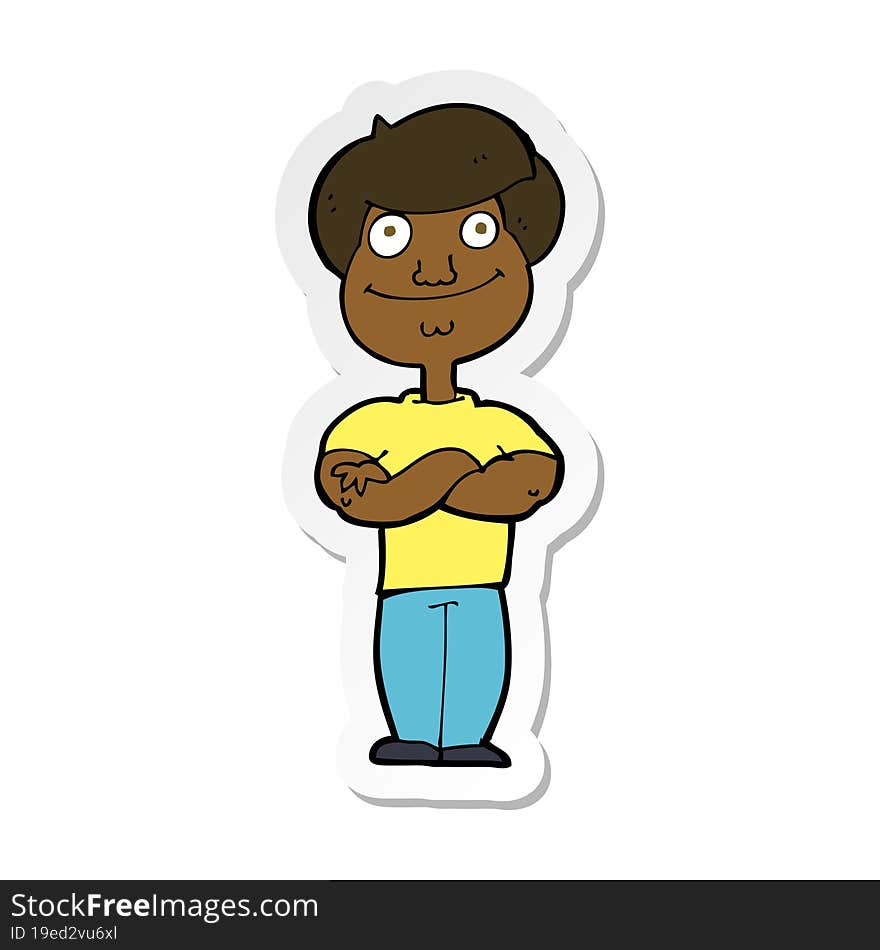 sticker of a cartoon happy man