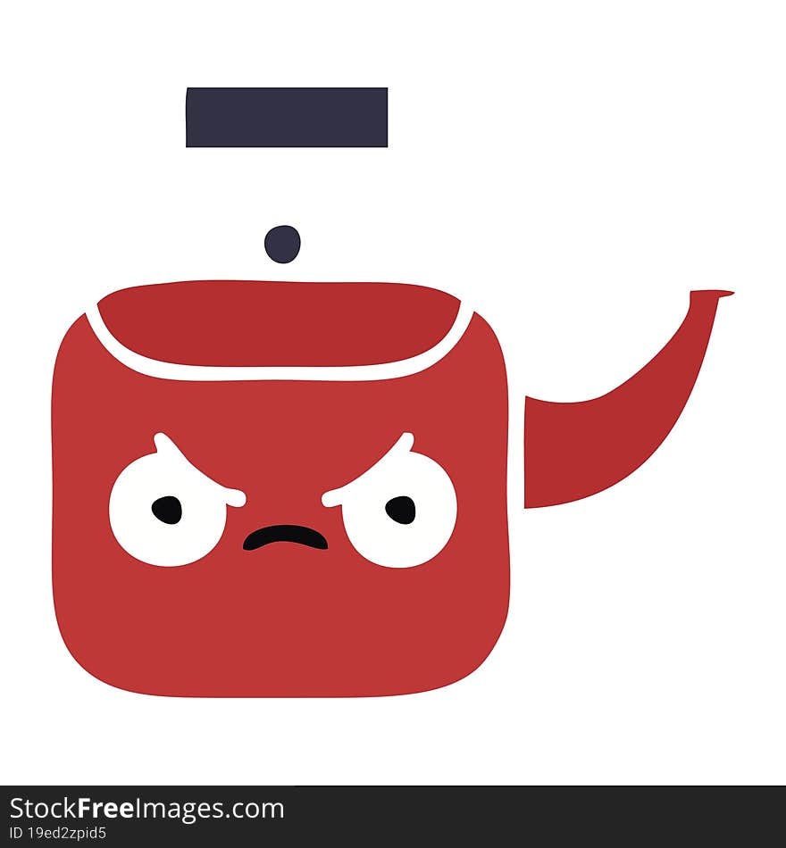 flat color retro cartoon of a kettle