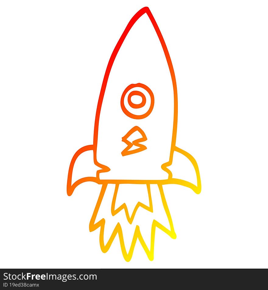 warm gradient line drawing cartoon space rocket