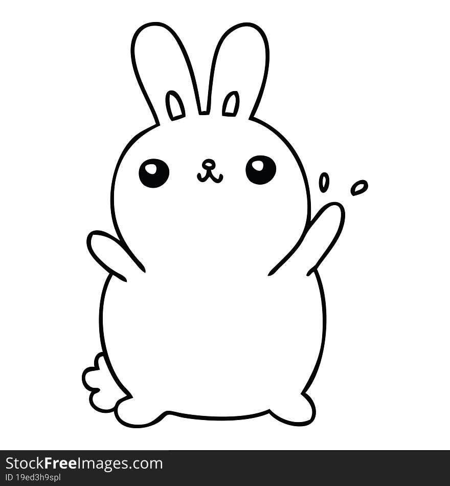 quirky line drawing cartoon rabbit