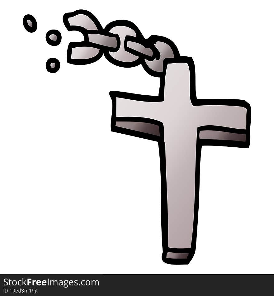 Cartoon Doodle Silver Cross