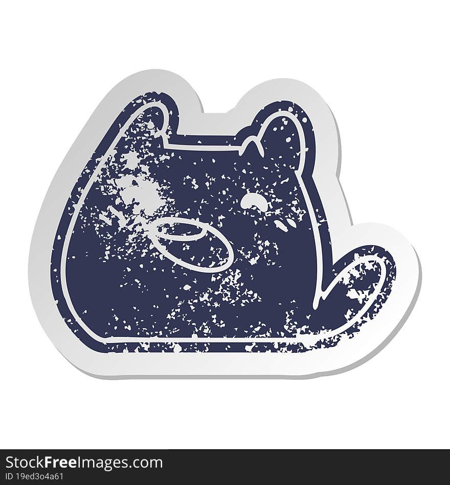 Distressed Old Sticker Of A Kawaii Cat