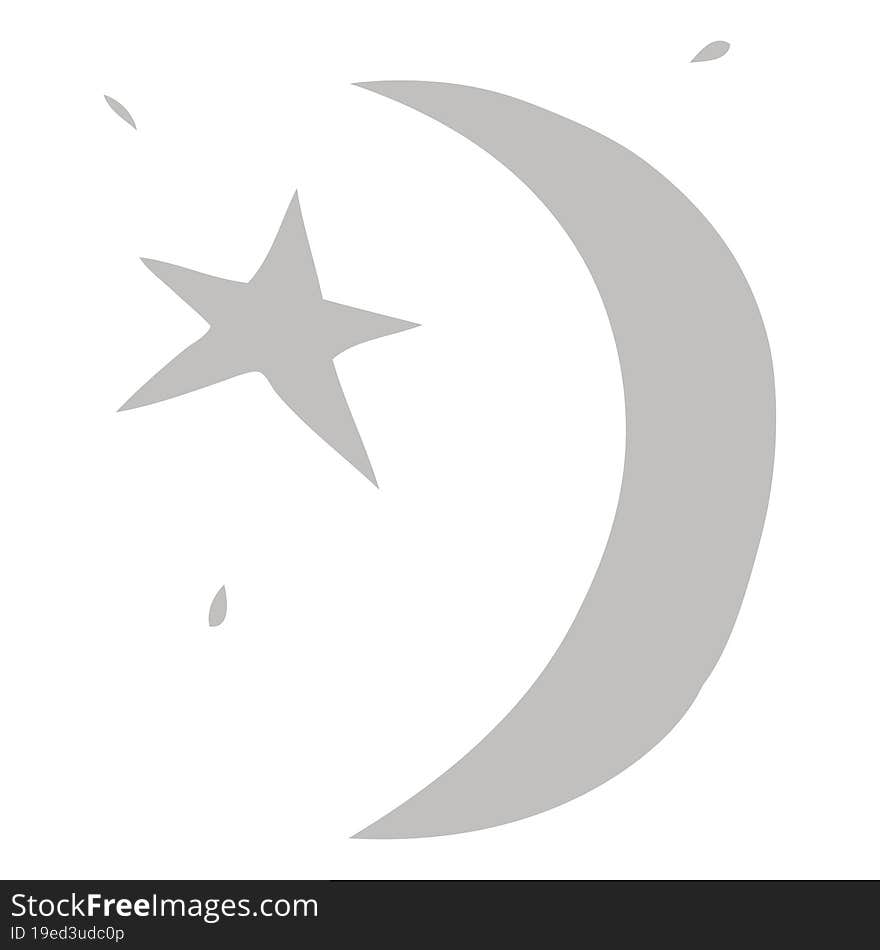 Cartoon Doodle Of The Moon And A Star