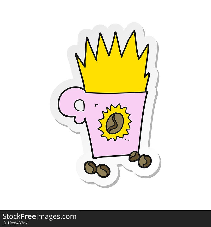 Sticker Of A Cartoon Crazy Powerful Coffee