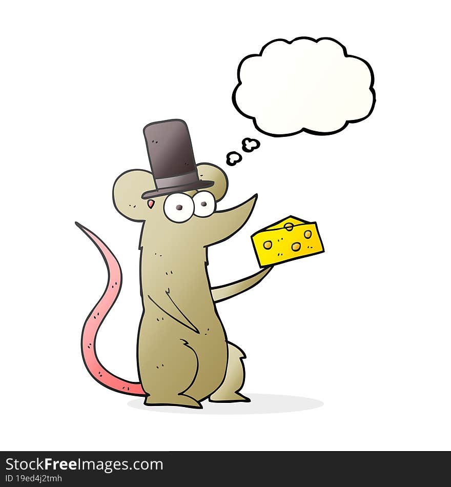 thought bubble cartoon mouse with cheese