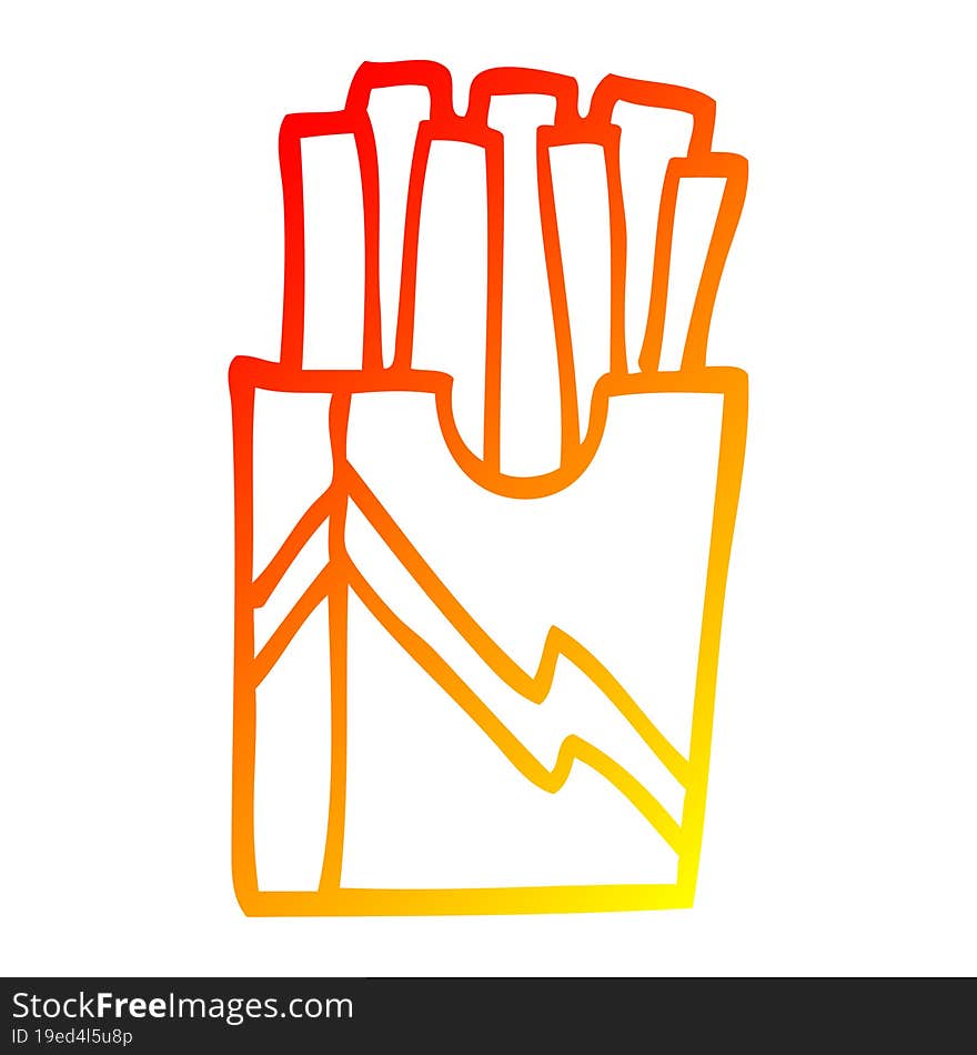 warm gradient line drawing cartoon fast food fries