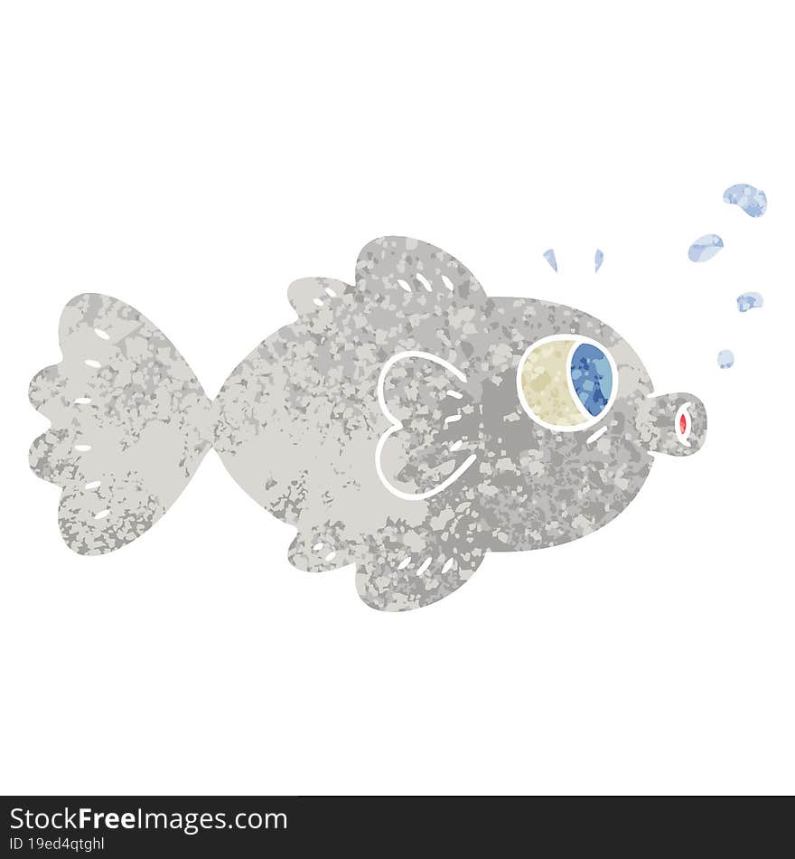 quirky retro illustration style cartoon fish