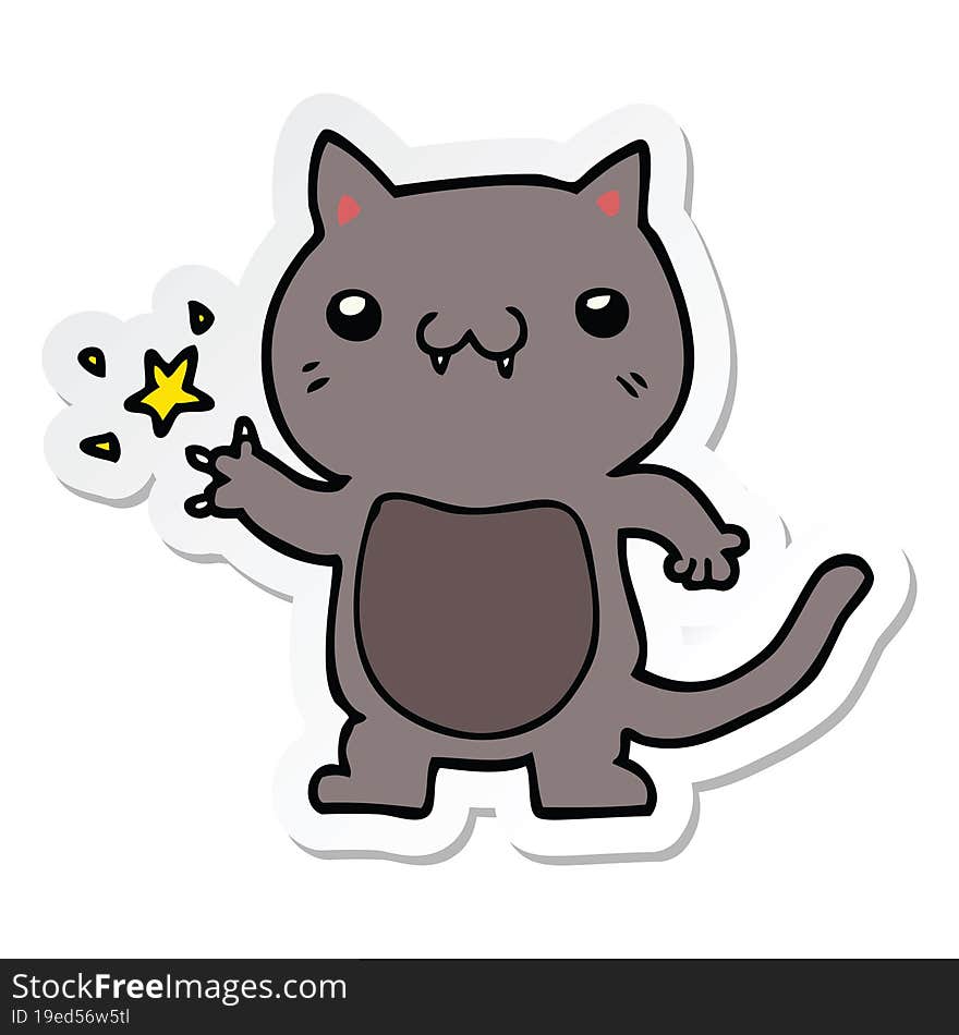 sticker of a cartoon cat scratching